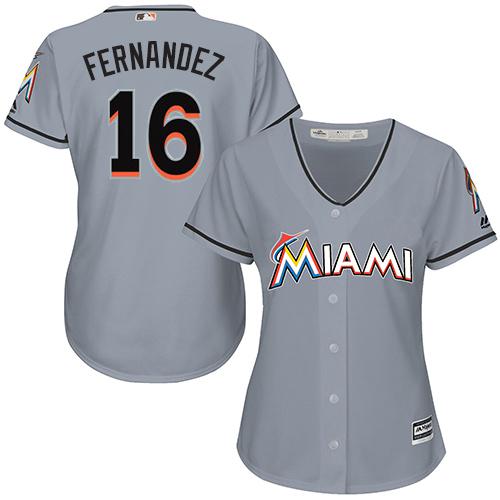 Marlins #16 Jose Fernandez Grey Women's Road Stitched MLB Jersey